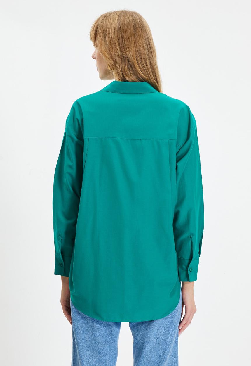 Trendyol - Boyfriend shirt - green