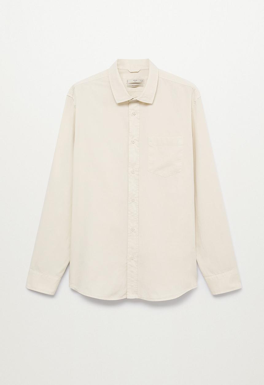 MANGO - Lumiere Regular fit pocket cotton Shirt- ecru