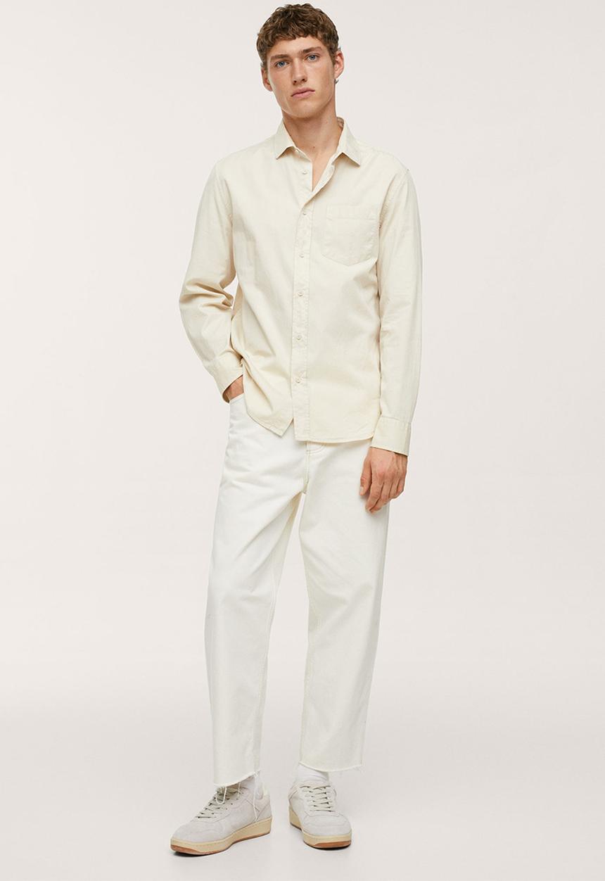 MANGO - Lumiere Regular fit pocket cotton Shirt- ecru
