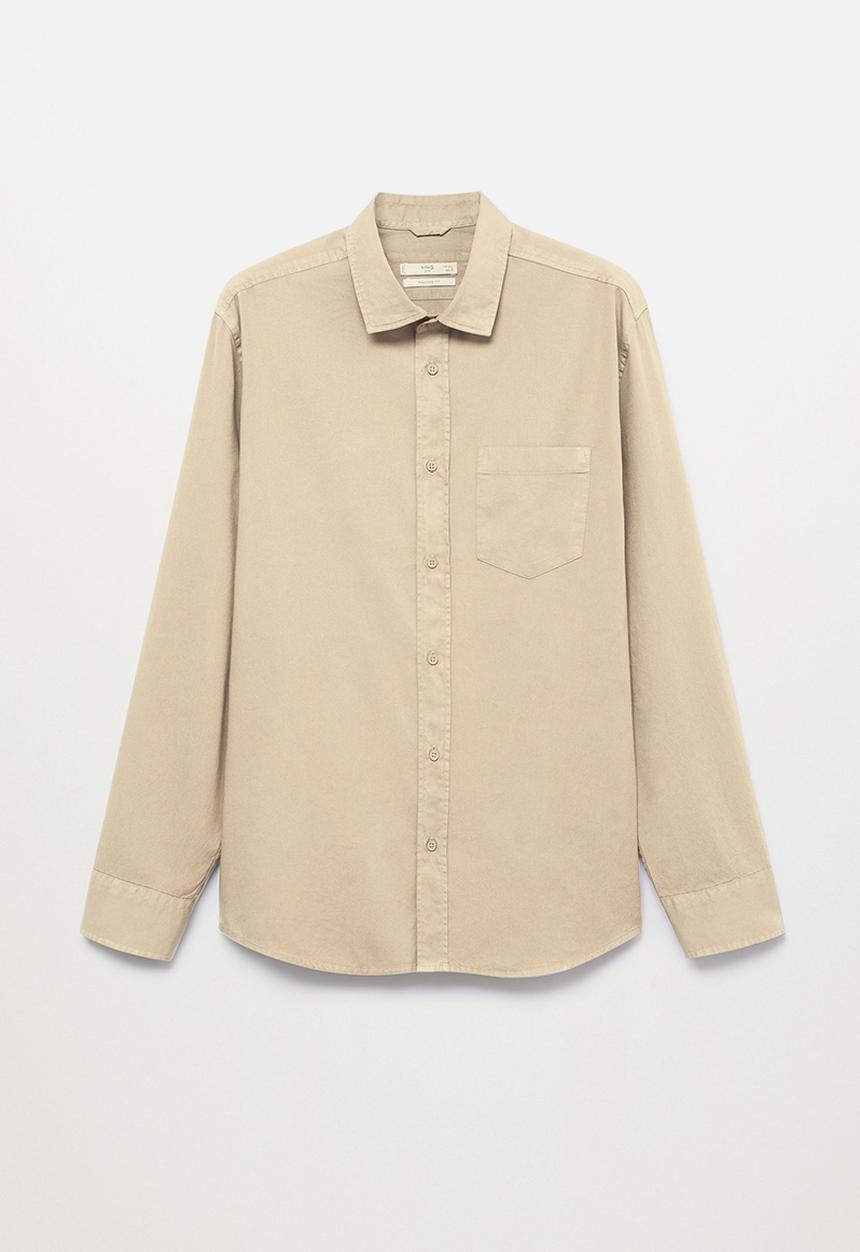 MANGO - Lumiere Regular fit pocket cotton Shirt  - light beige