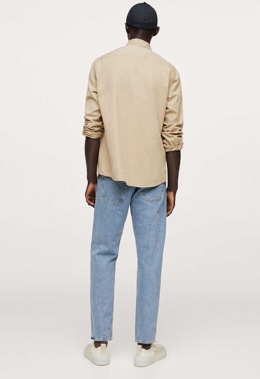 MANGO - Lumiere Regular fit pocket cotton Shirt  - light beige