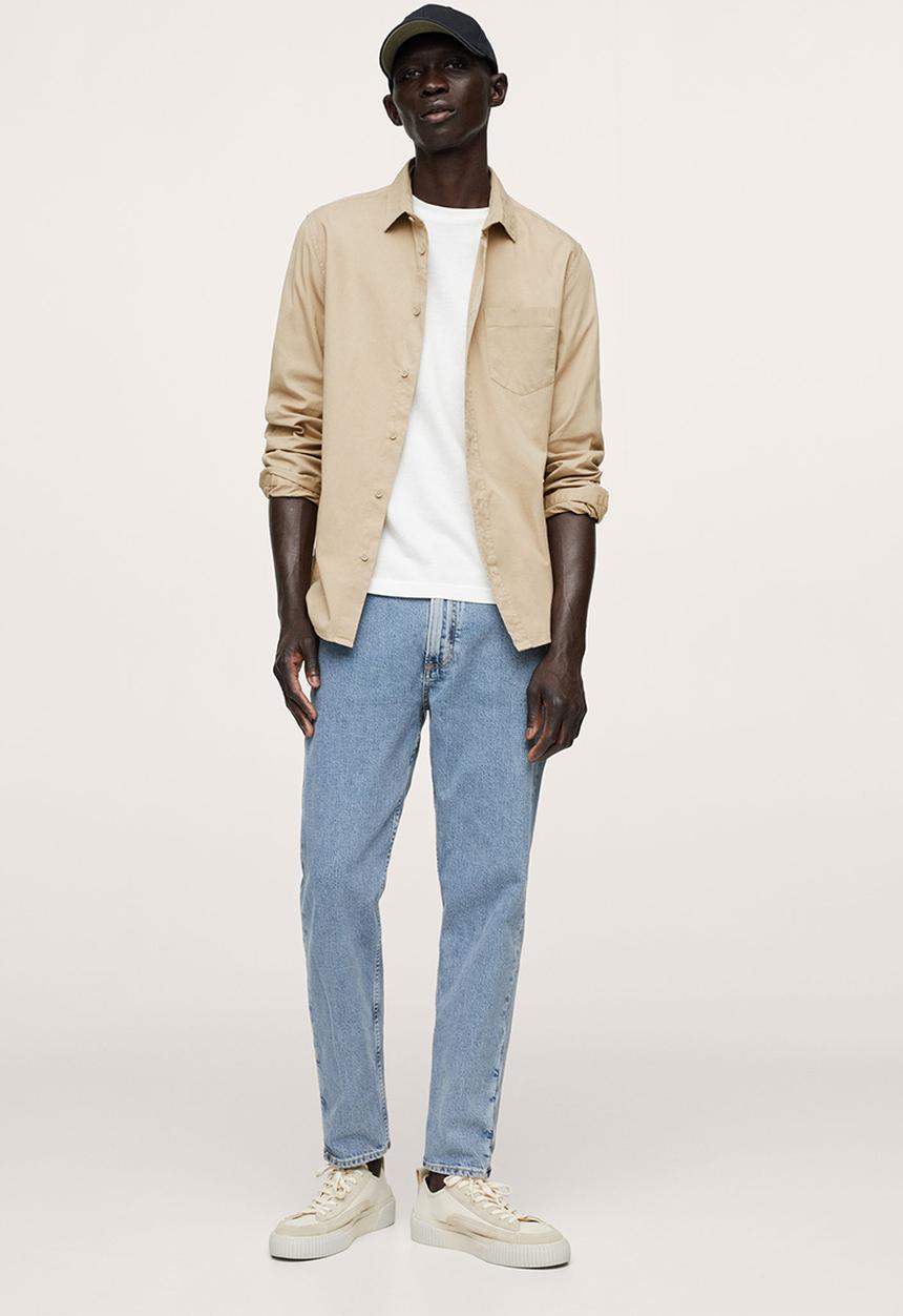 MANGO - Lumiere Regular fit pocket cotton Shirt  - light beige