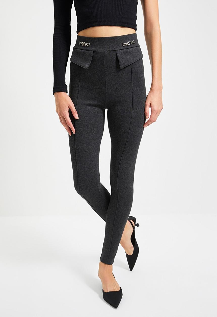 Trendyol - Knitted leggings - anthracite
