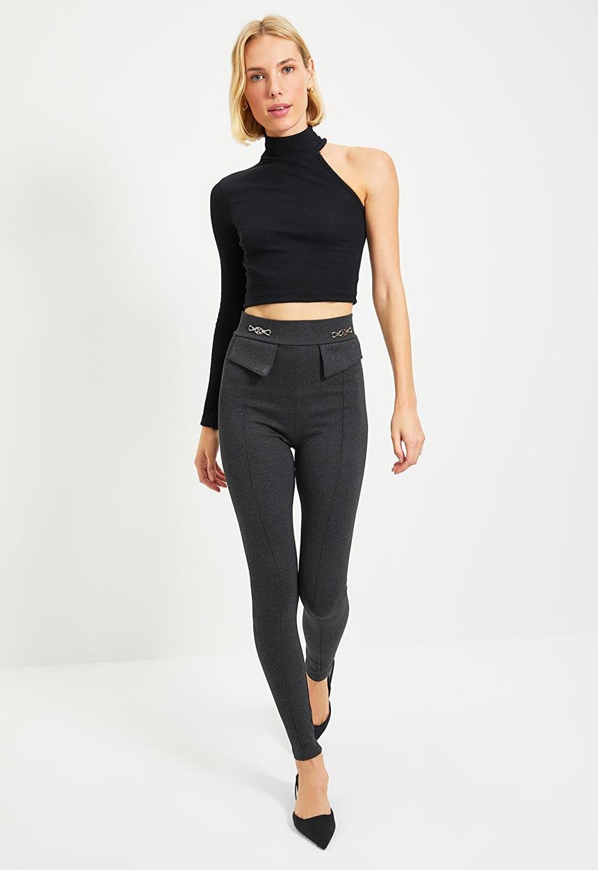 Trendyol - Knitted leggings - anthracite