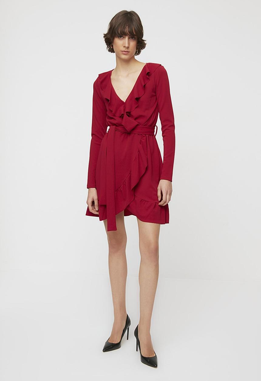 Trendyol - Mini knitted dress  - burgundy