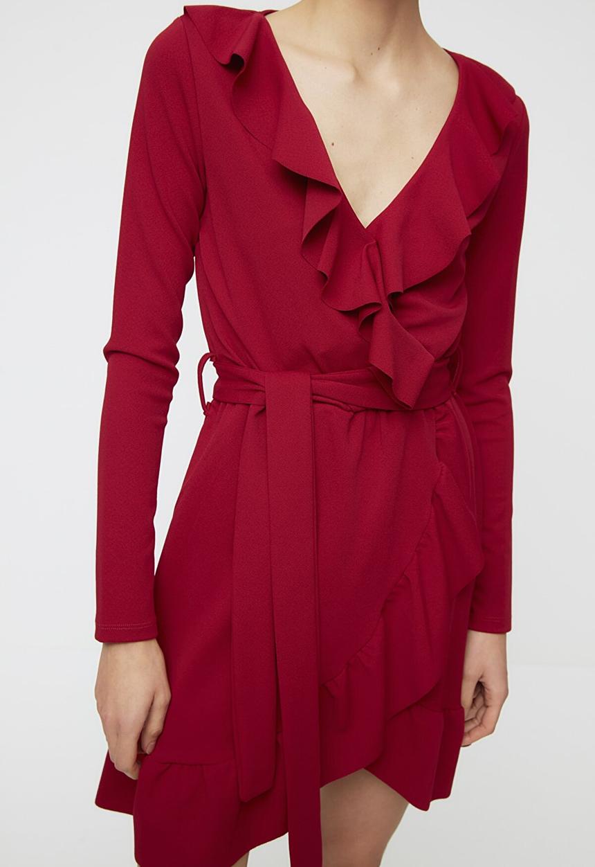 Trendyol - Mini knitted dress  - burgundy