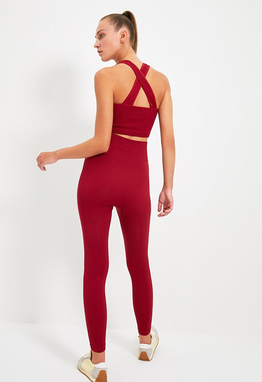 Trendyol - Seamless sports leggings - burgundy