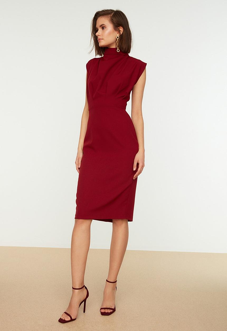 Trendyol - Collar dress - burgundy