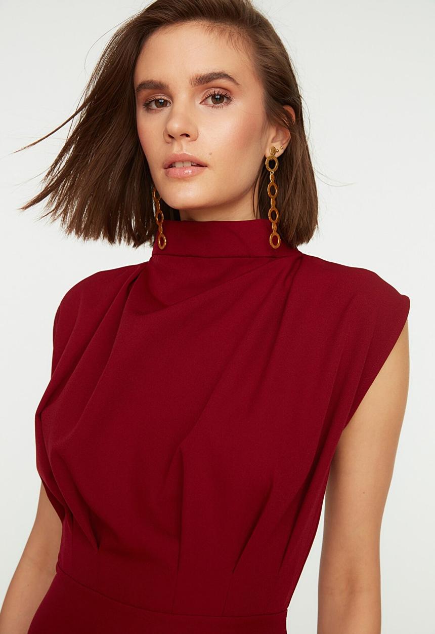Trendyol - Collar dress - burgundy