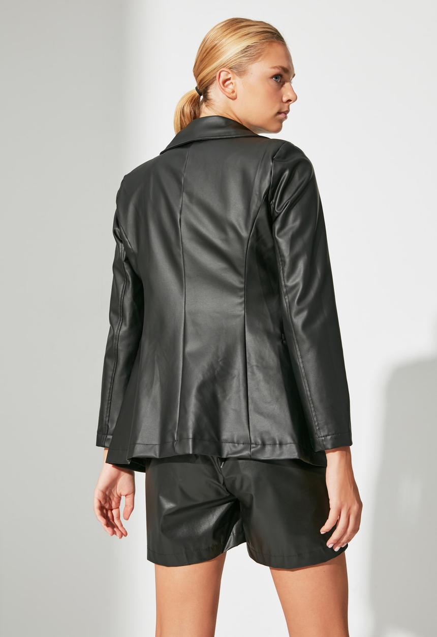 Trendyol - Leather look jacket - black