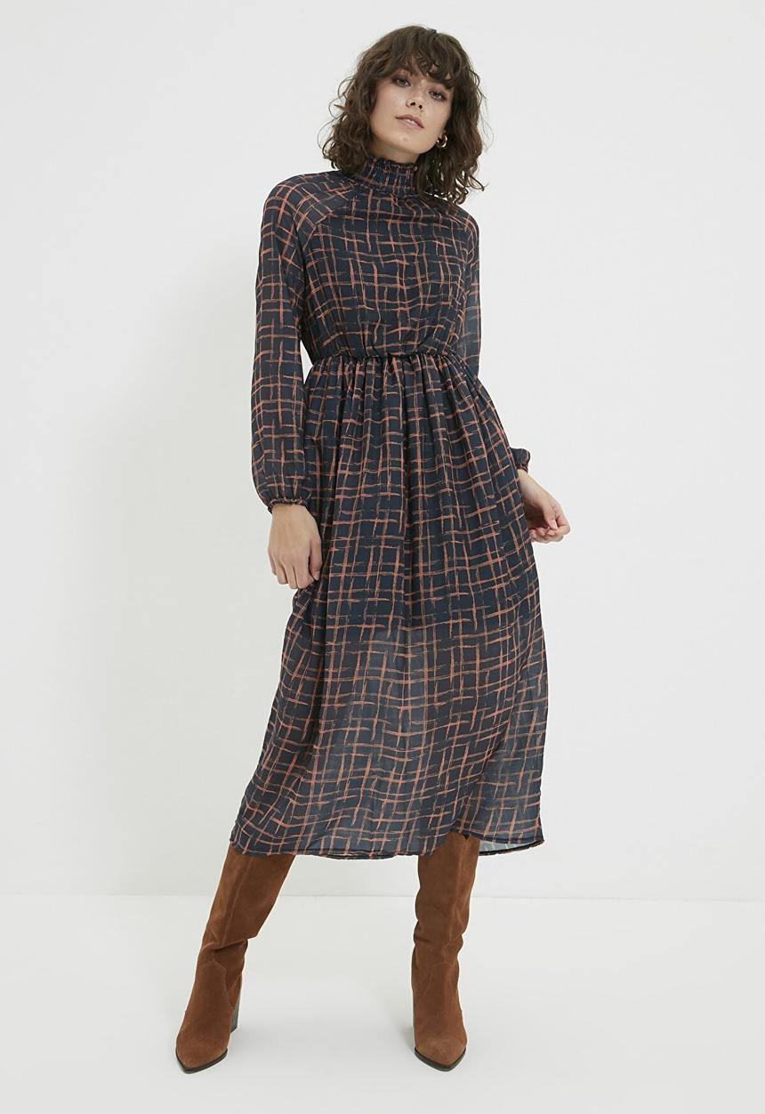 Trendyol - Stand collar dress  - navy