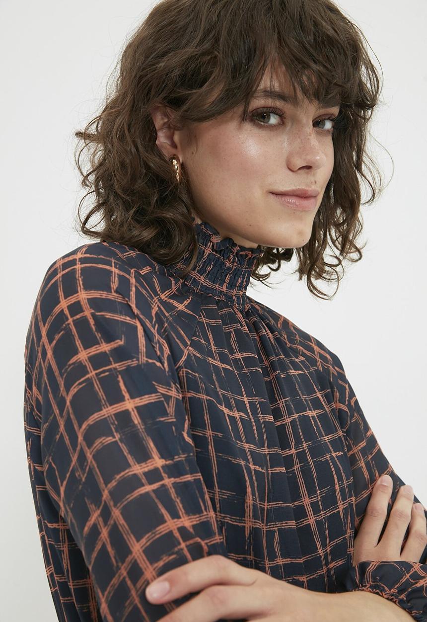 Trendyol - Stand collar dress  - navy