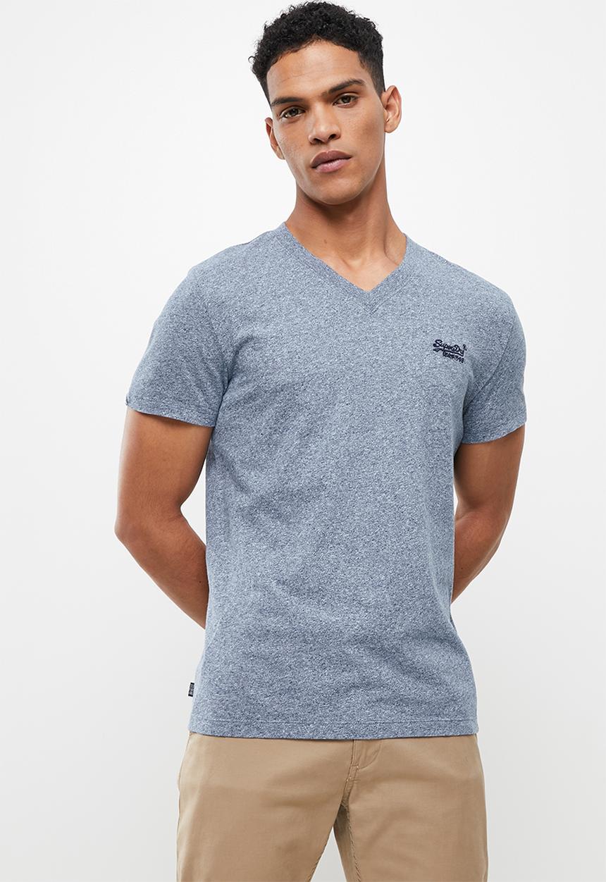 Superdry. - Vintage logo emb vee tee - blue