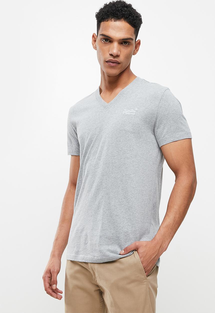 Superdry. - Vintage logo emb vee tee - grey