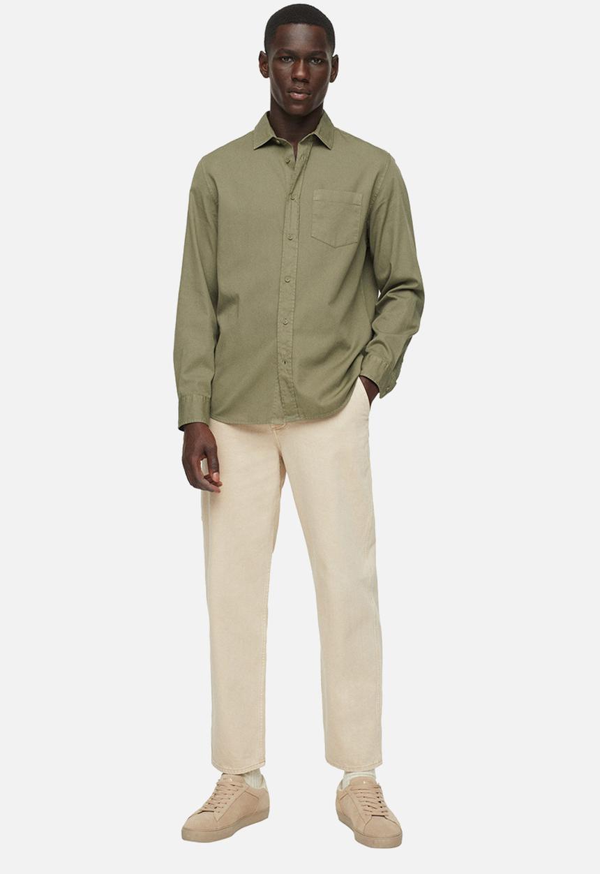 MANGO - Lumiere Regular fit pocket cotton Shirt - khaki