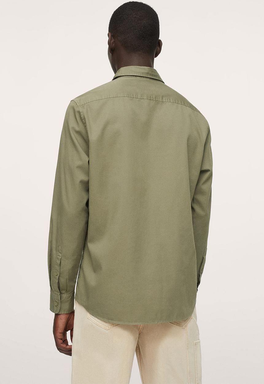 MANGO - Lumiere Regular fit pocket cotton Shirt - khaki