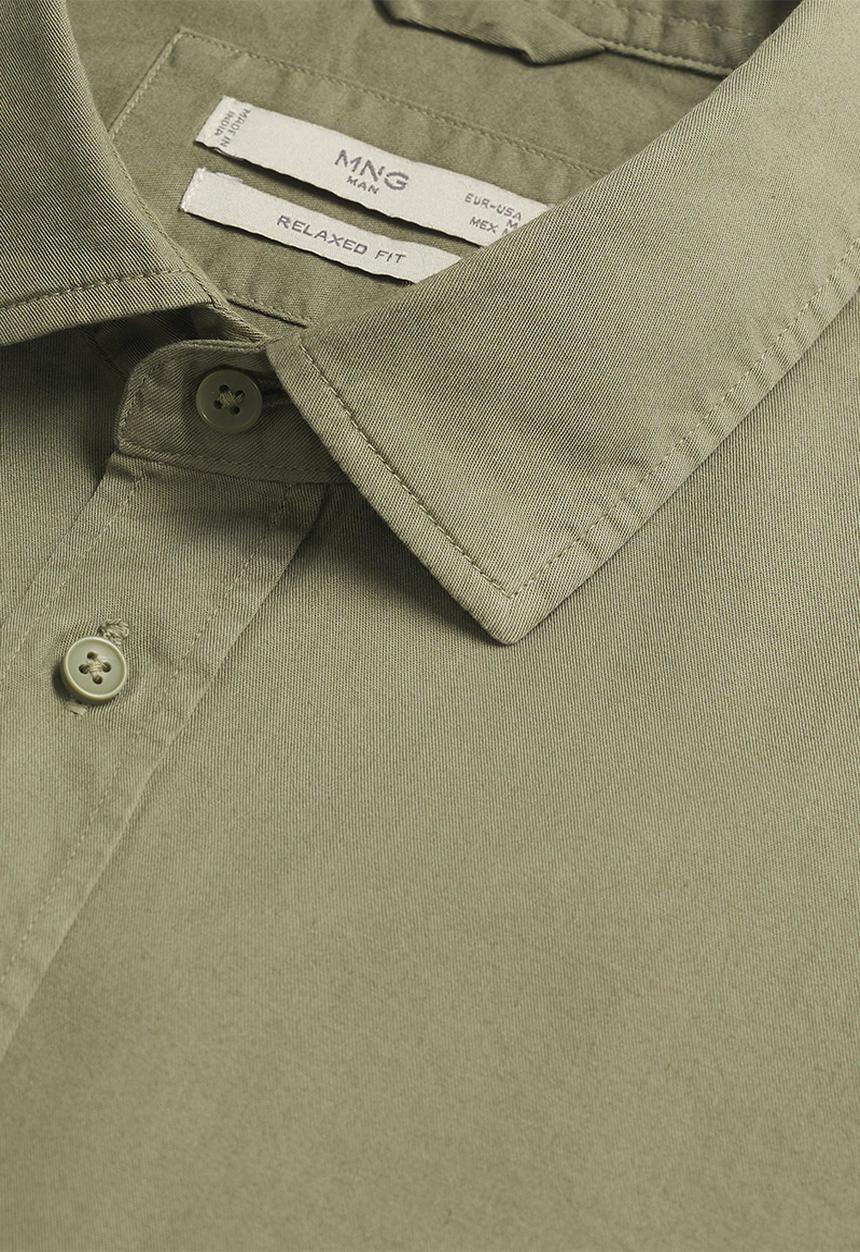 MANGO - Lumiere Regular fit pocket cotton Shirt - khaki