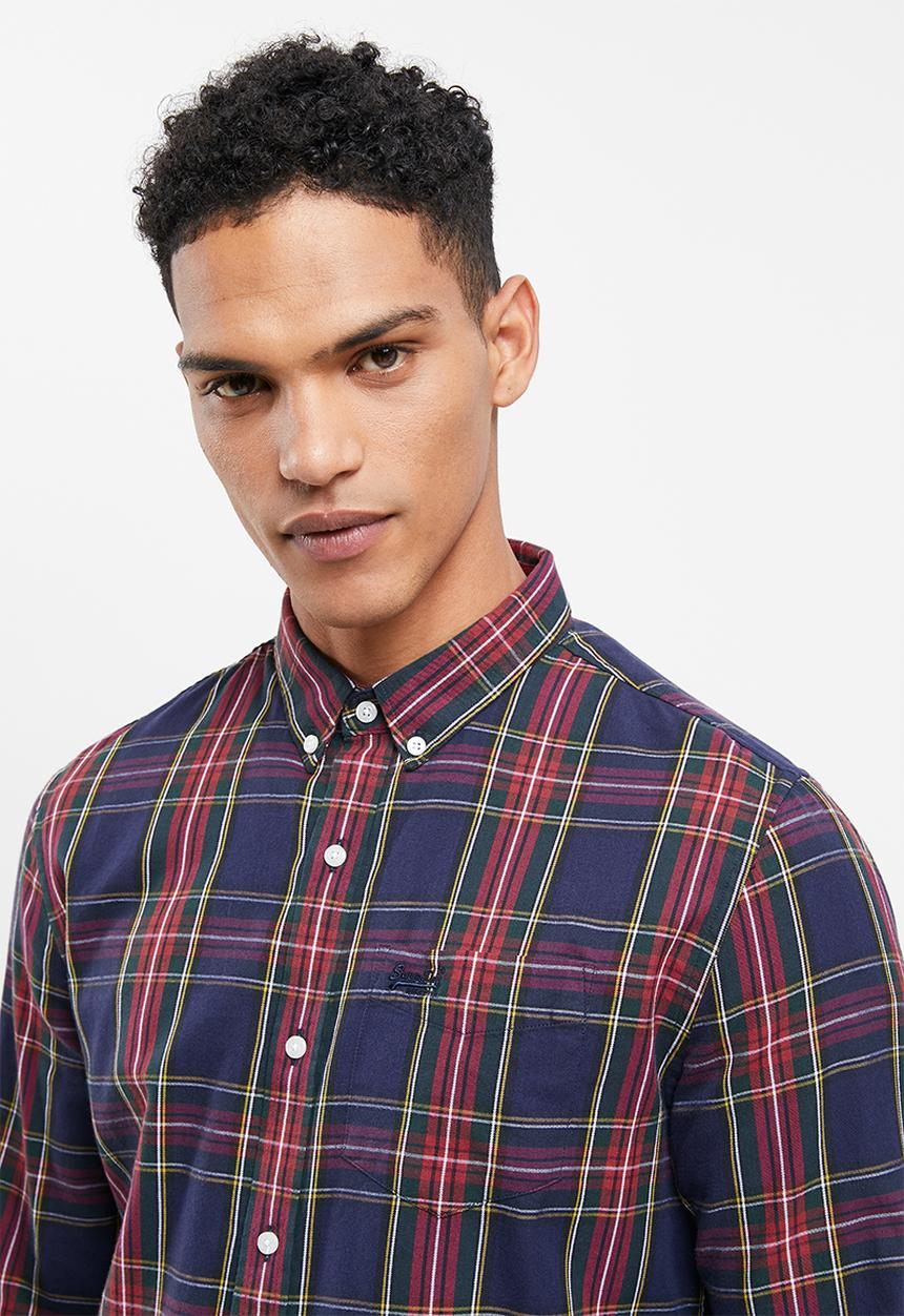 Superdry. - Classic london bd shirt - green dahlia check