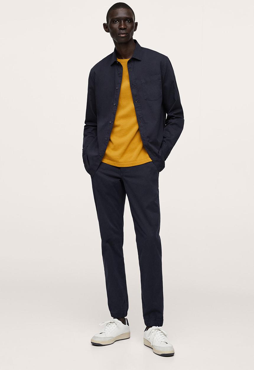 MANGO - Lumiere Regular fit pocket cotton Shirt - navy