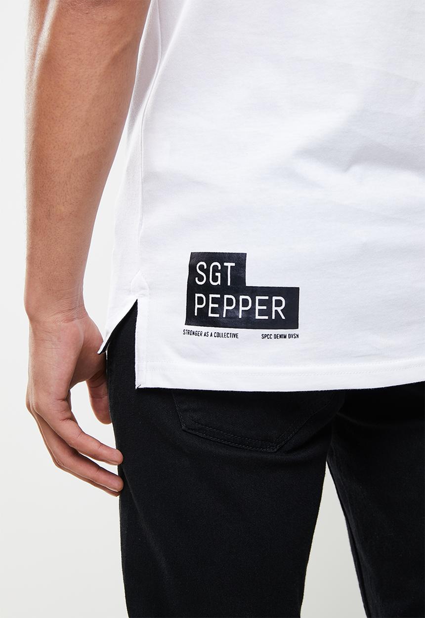 S.P.C.C - Trey regular fit stepped hem tee - white