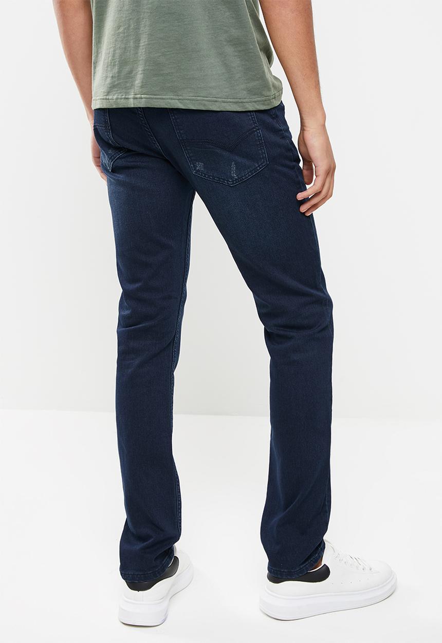 Jonathan D - Men's five pocket knitted denim jeans slim fit - dark blue