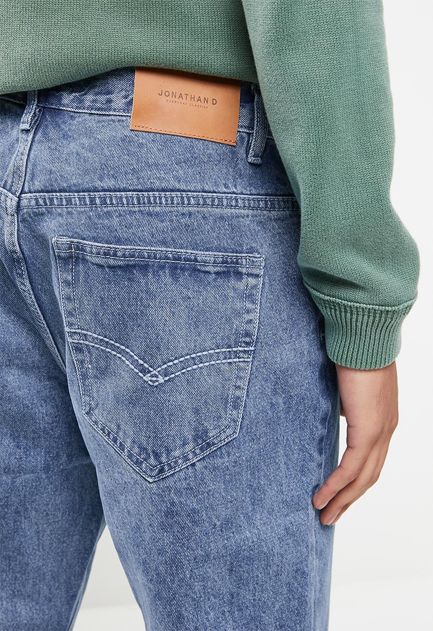 Jonathan D - Men's five pocket denim jeans relaxed straight leg - ocean