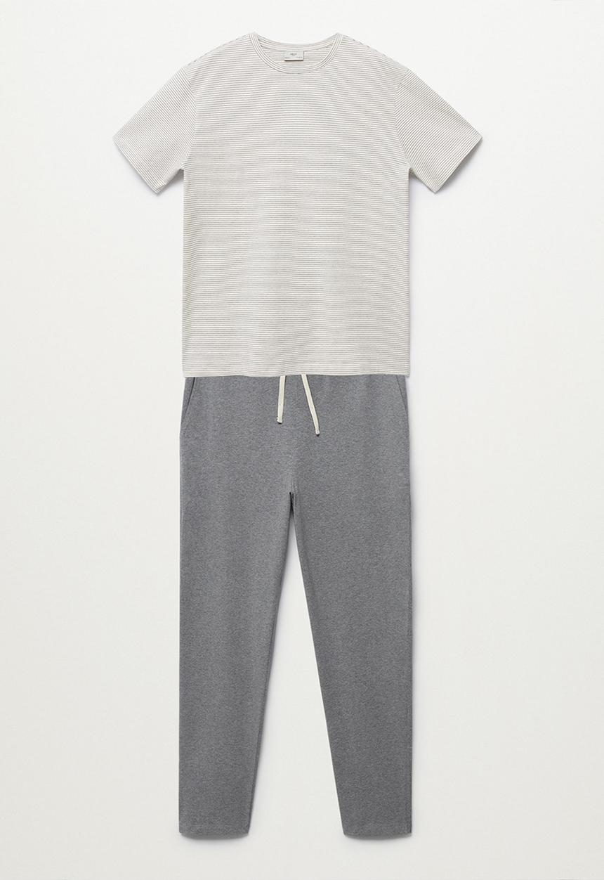 MANGO - Calella  Organic Cotton Pyjama Set - grey