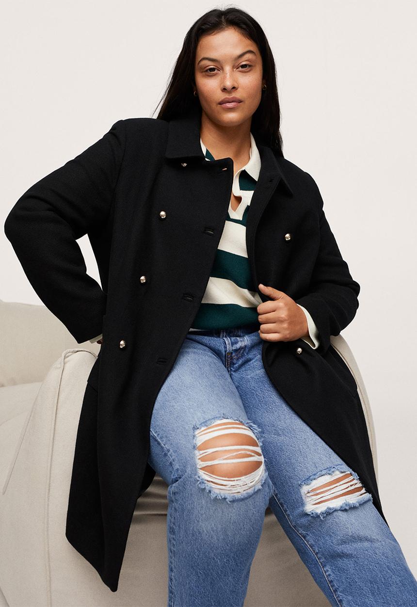 MANGO - Plus coat ferrero - black