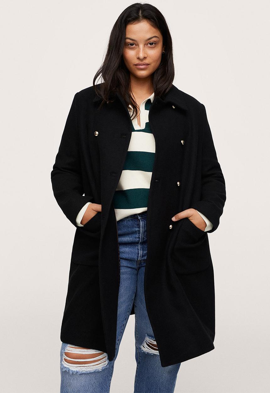 MANGO - Plus coat ferrero - black