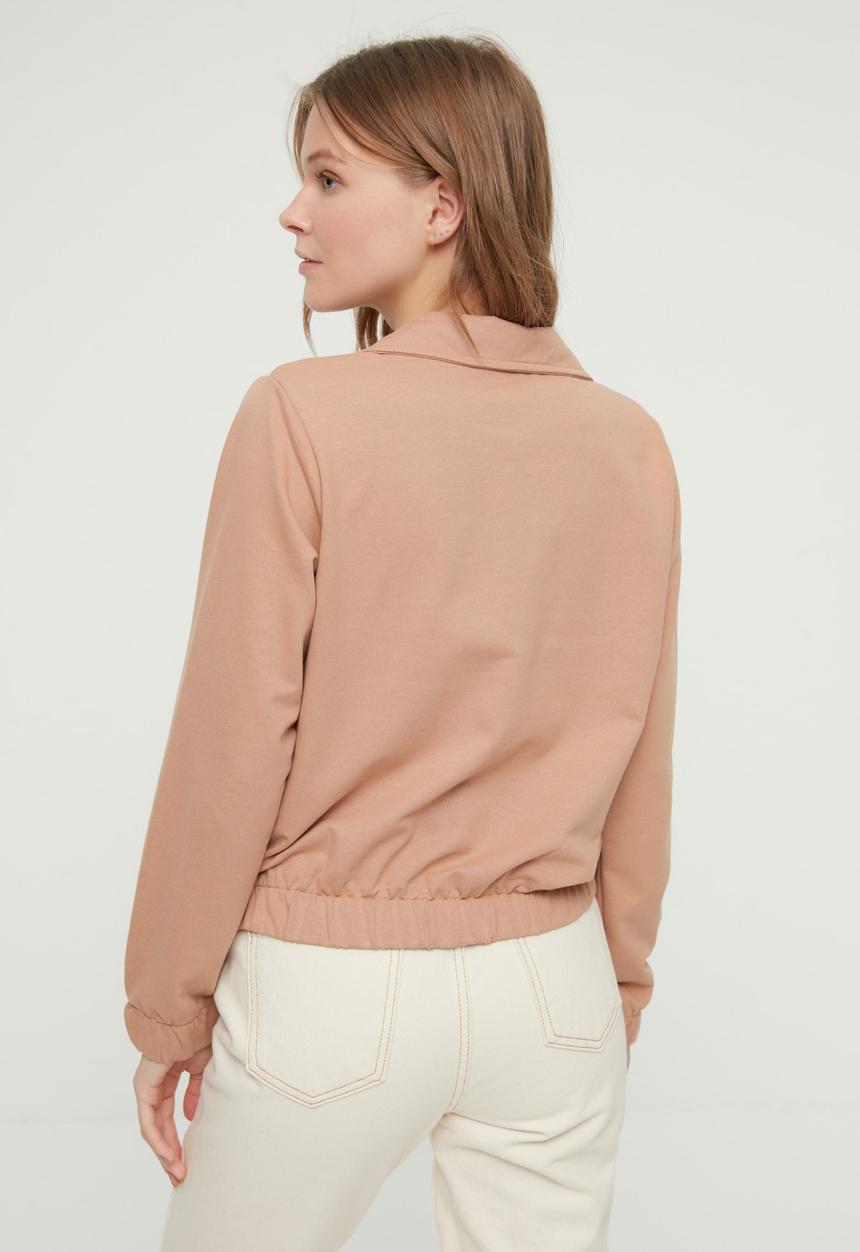 Trendyol - Colourblock basic knitted jacket - camel