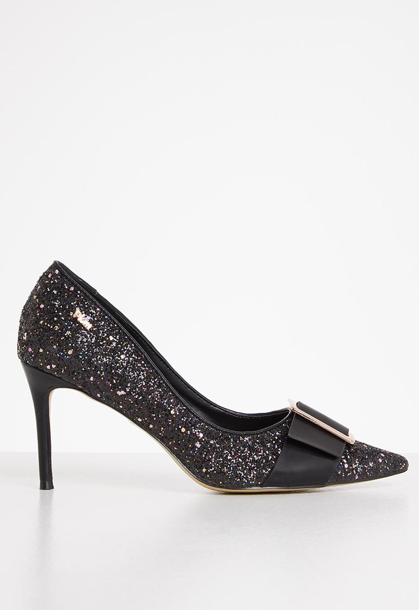 Plum - Jasmine glitz court heel - black