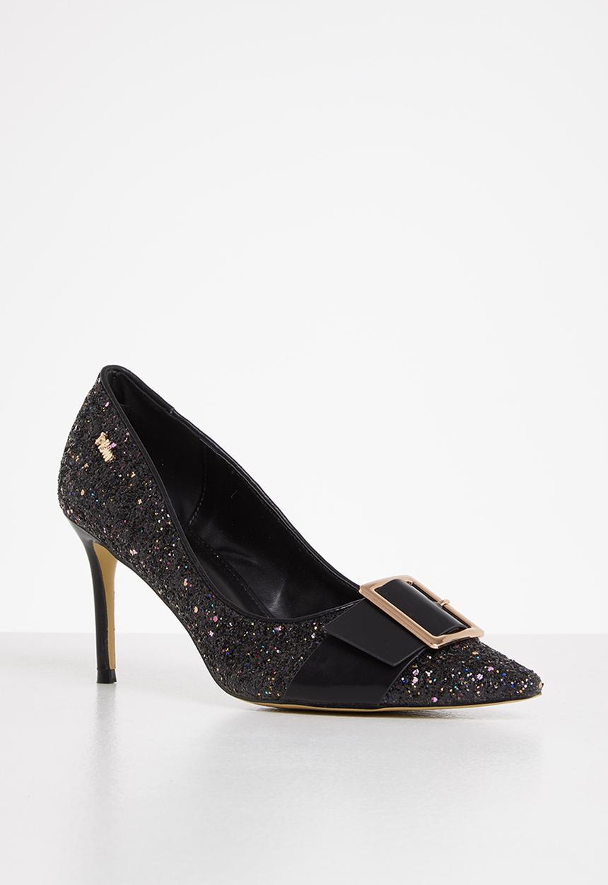Plum - Jasmine glitz court heel - black