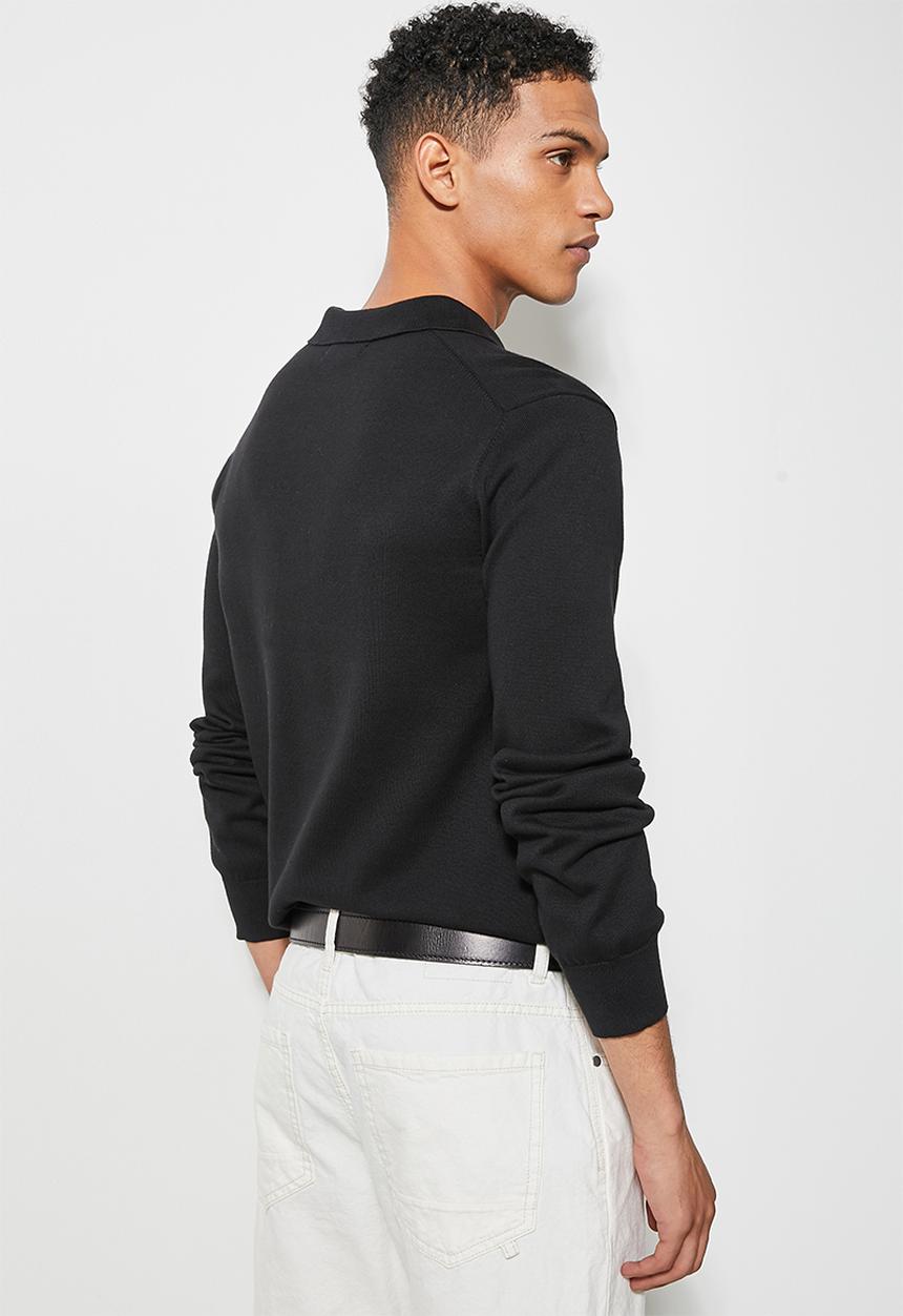 Superbalist - Basic golfer slim fit knit - black