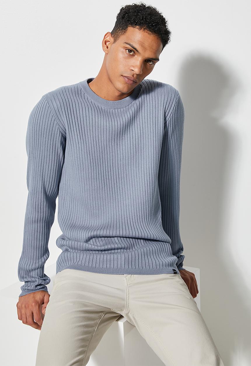 Superbalist - Slim fit ribbed crew neck knit - teal
