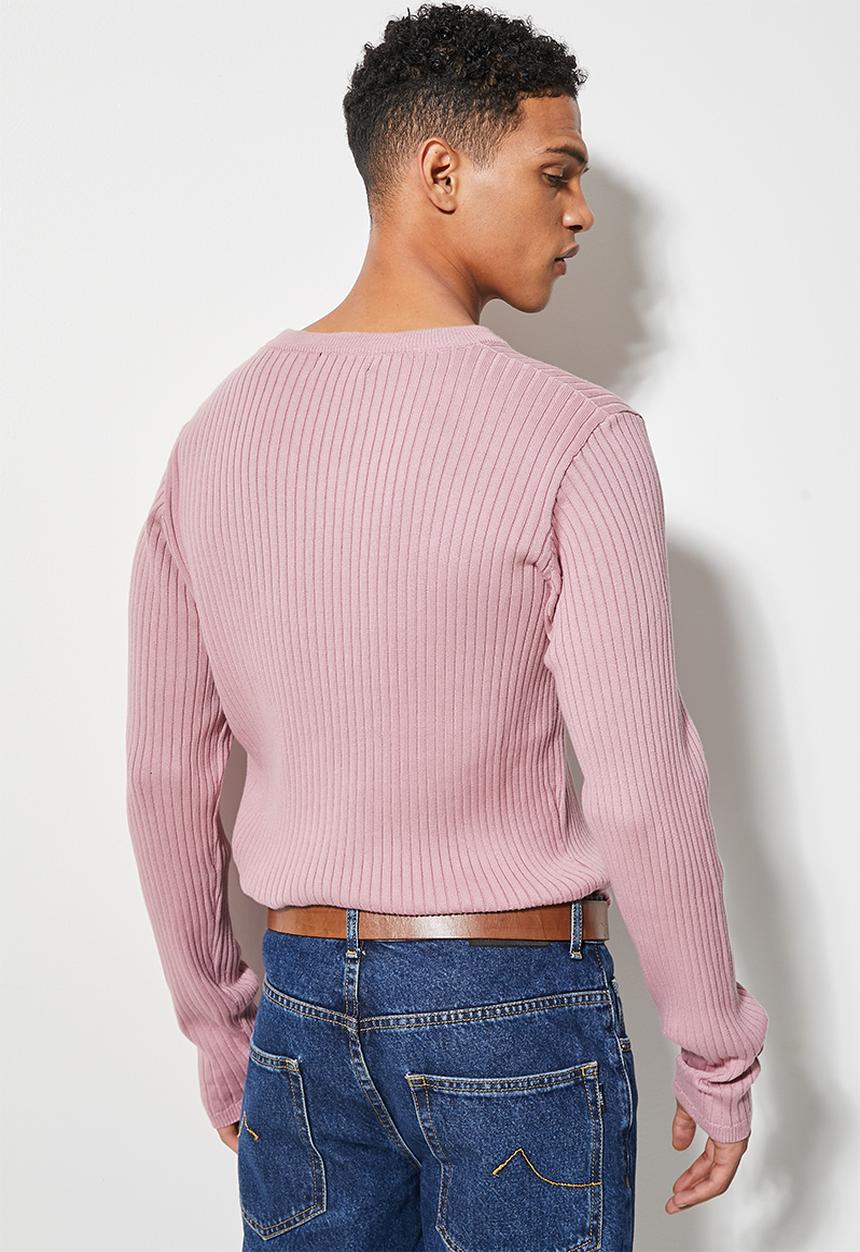 Superbalist - Slim fit ribbed crew neck knit - dusty rose