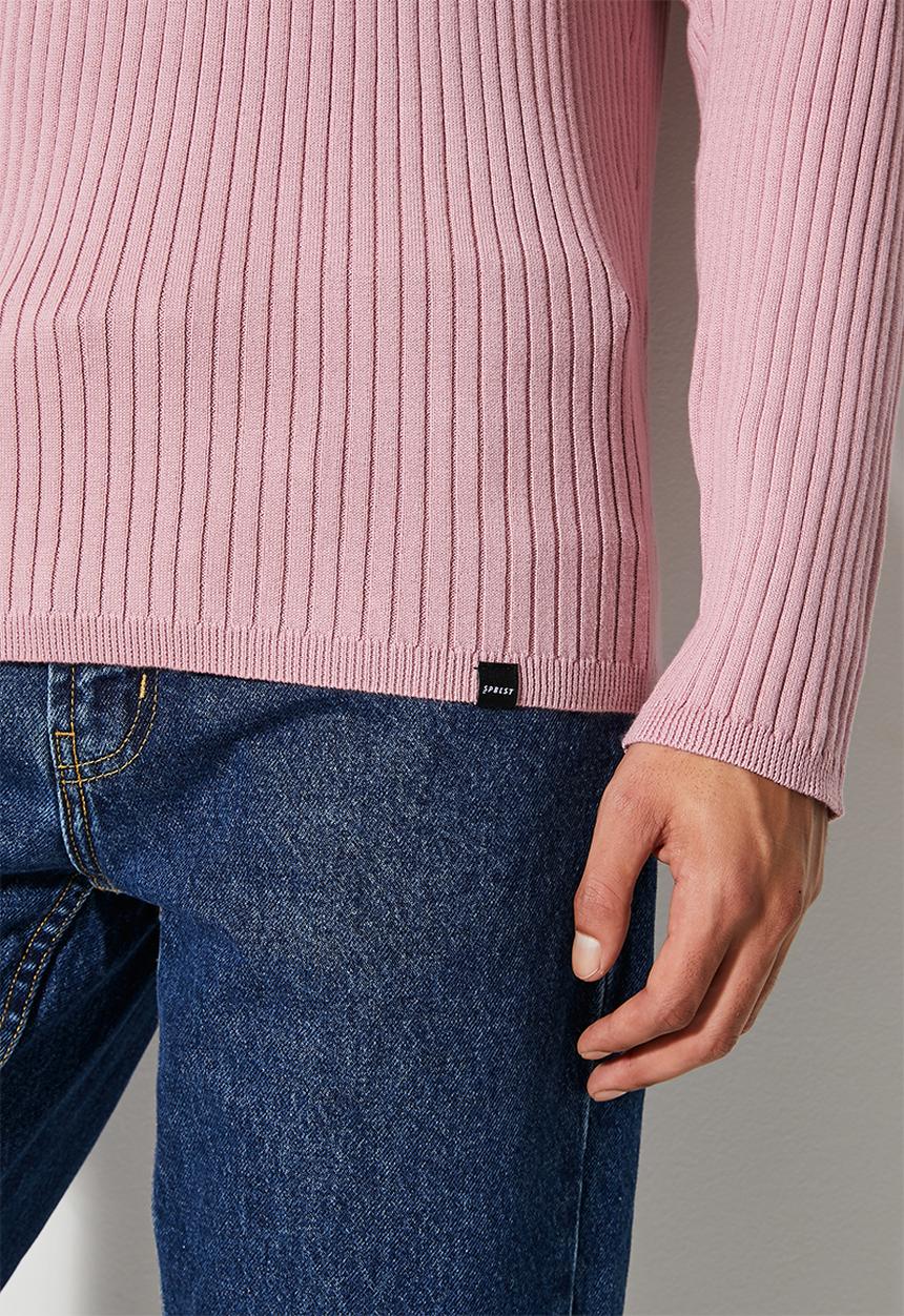 Superbalist - Slim fit ribbed crew neck knit - dusty rose