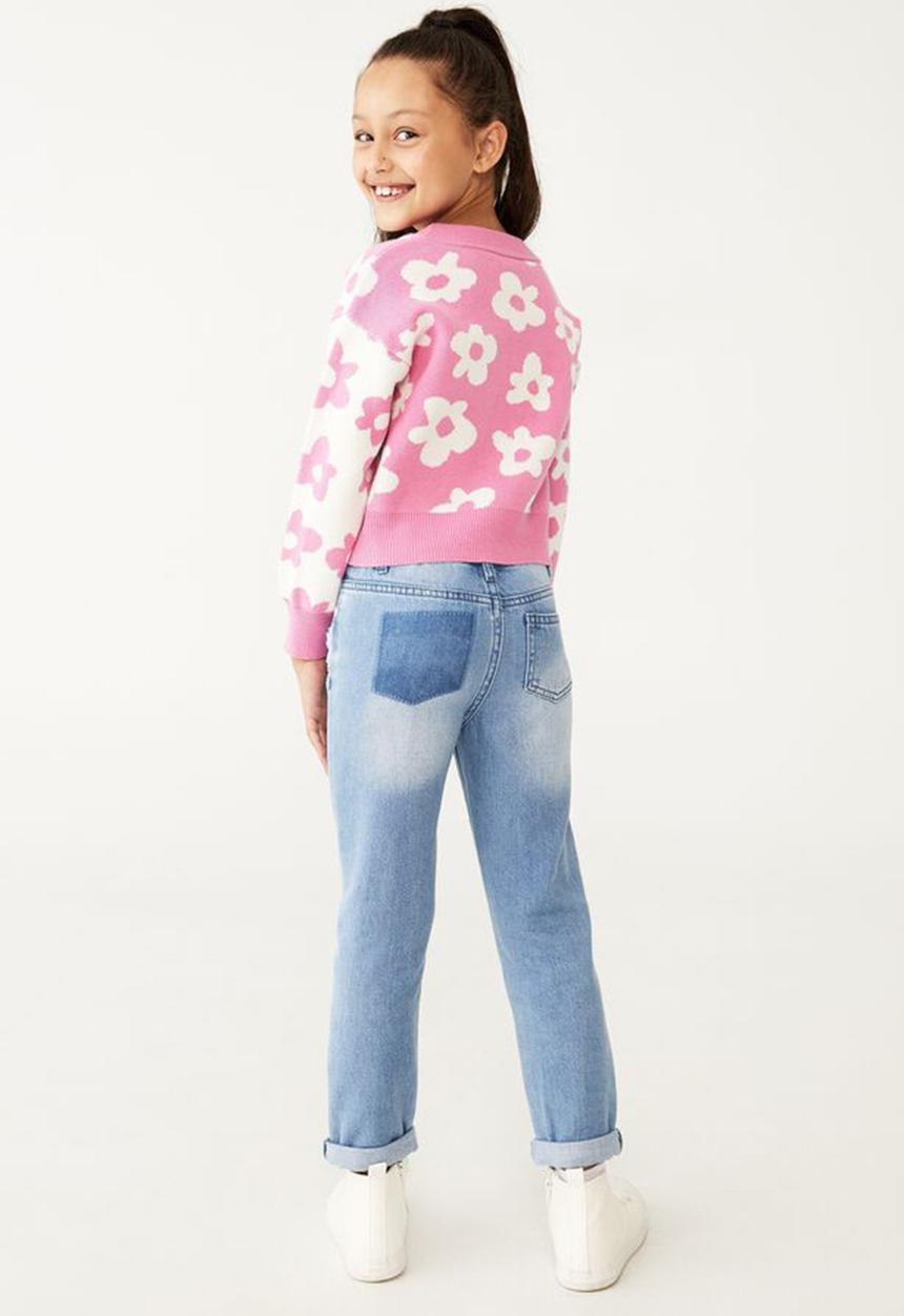 Cotton On - Mya cropped cardigan - pink gerbera & flowers