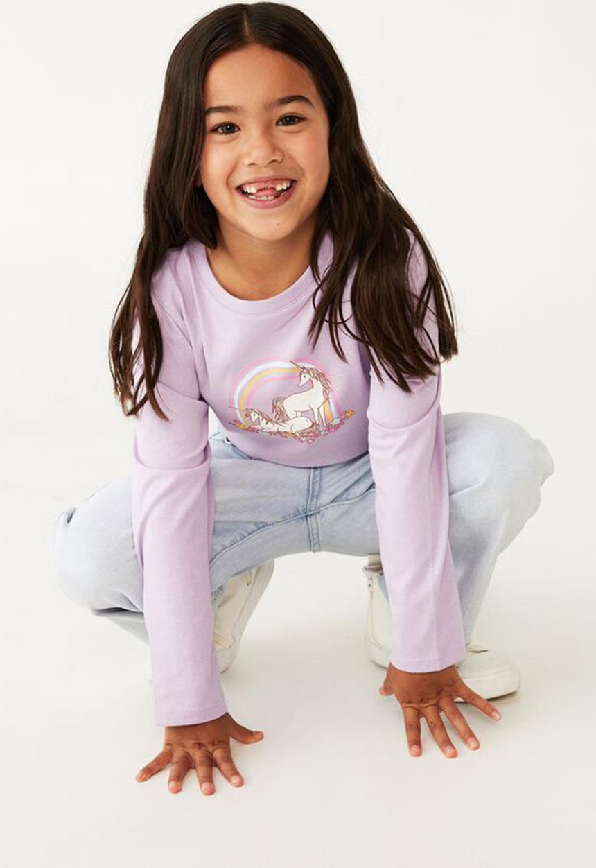 Cotton On - Penelope long sleeve tee - lilac drop & unicorn garden
