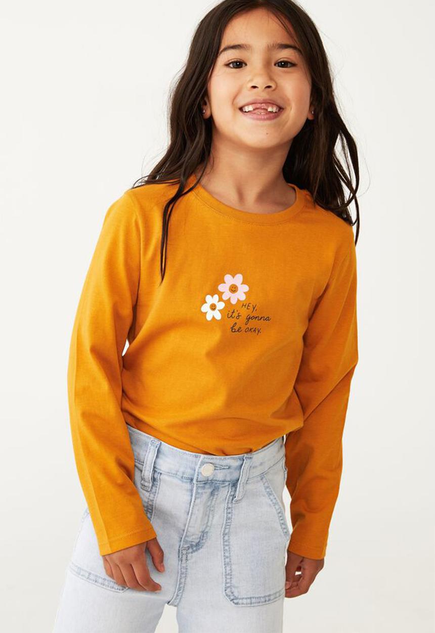 Cotton On - Penelope long sleeve tee - turmeric latte & hey its gonna be okay