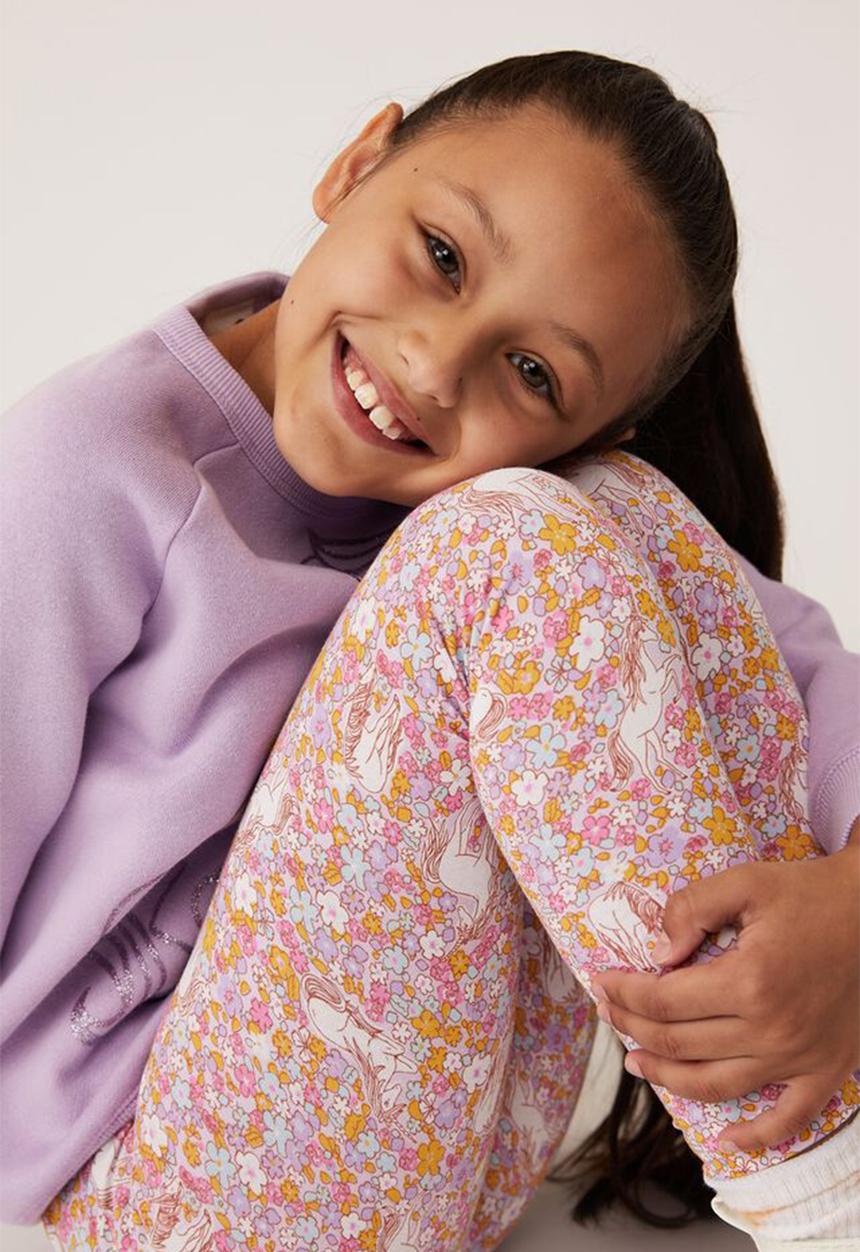 Cotton On - Huggie tights - pale violet & unicorn garden