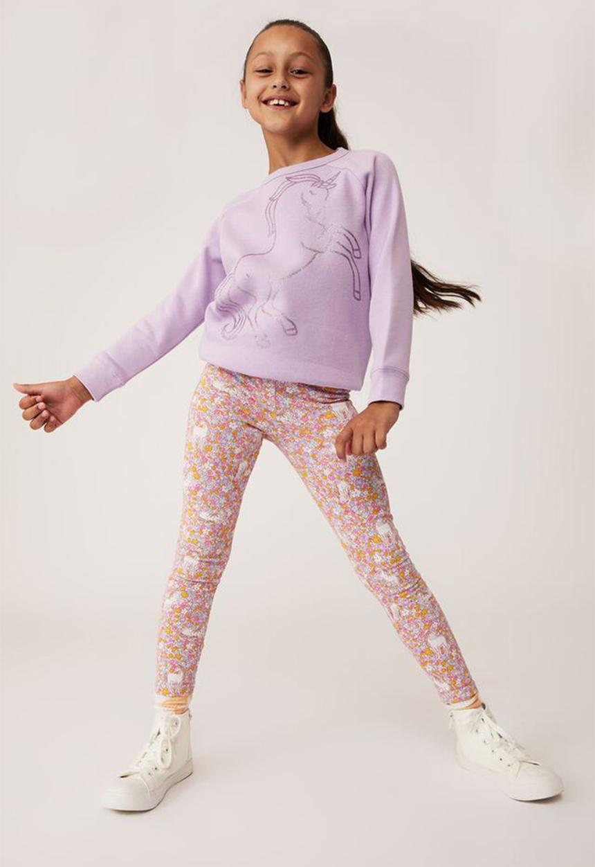 Cotton On - Huggie tights - pale violet & unicorn garden