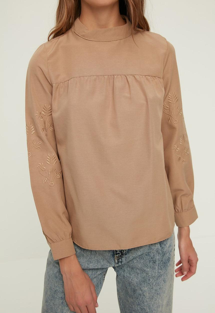 Trendyol - Stand up blouse  - taupe