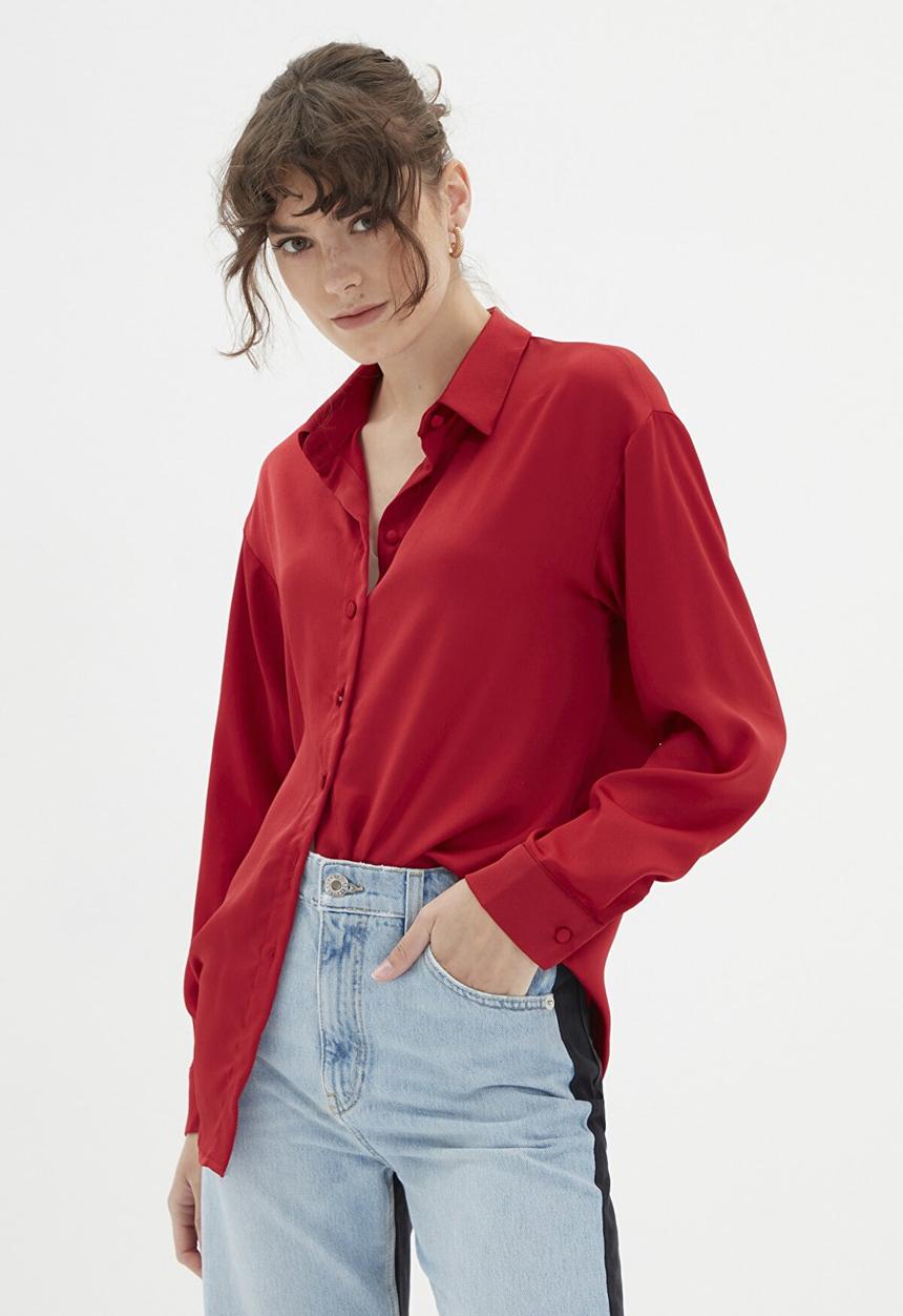 Trendyol - Oversized shirt - red