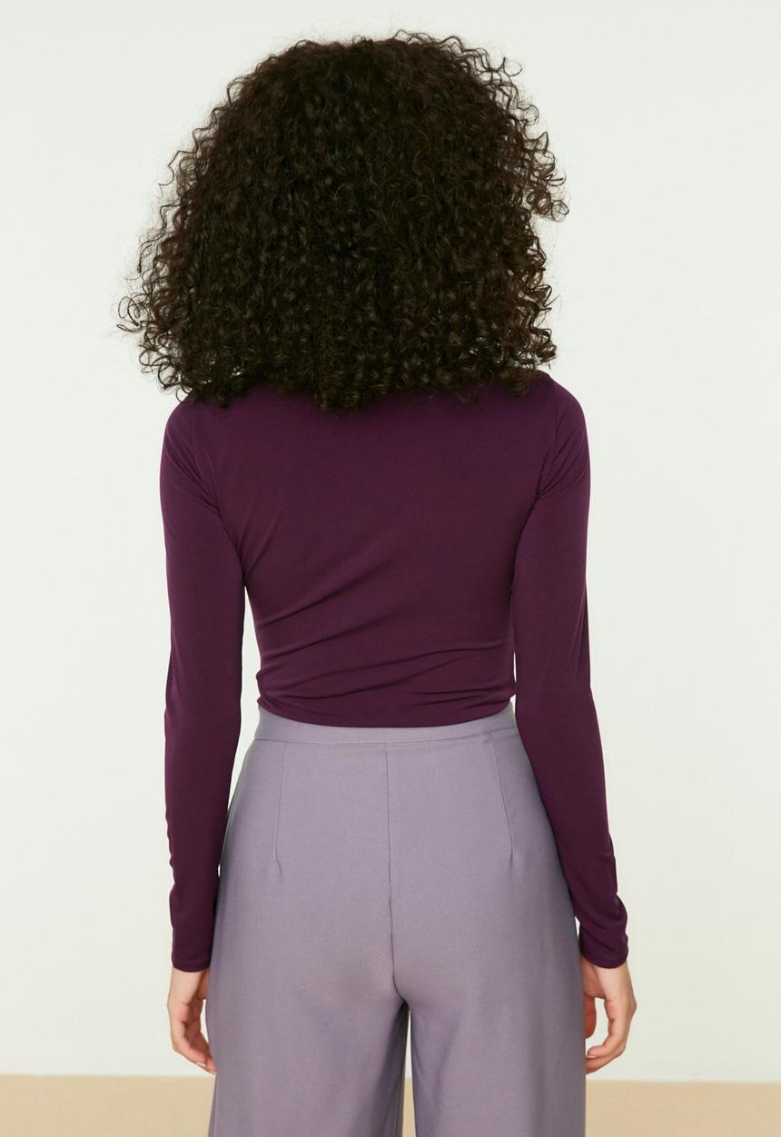 Trendyol - Collar detailed knitted bodysuit - plum