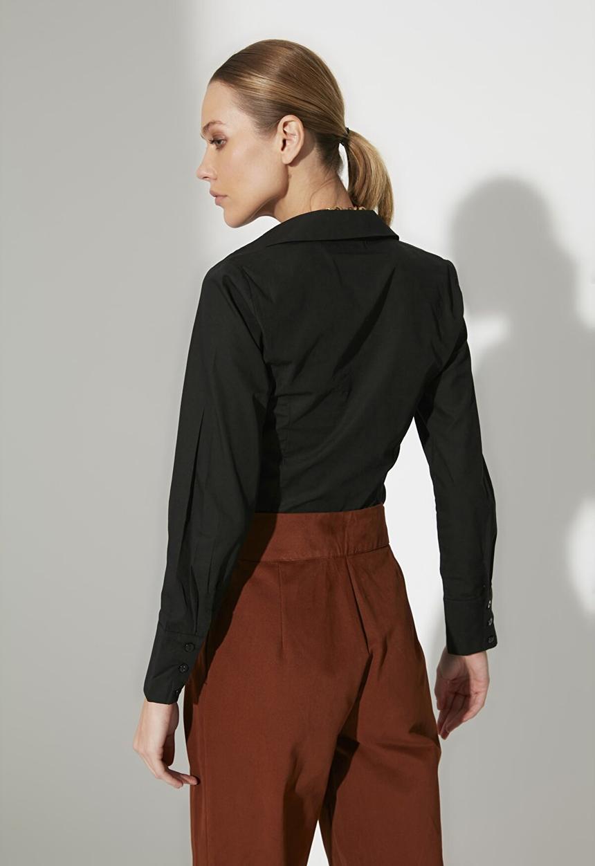 Trendyol - Shirt collar bodysuit - black