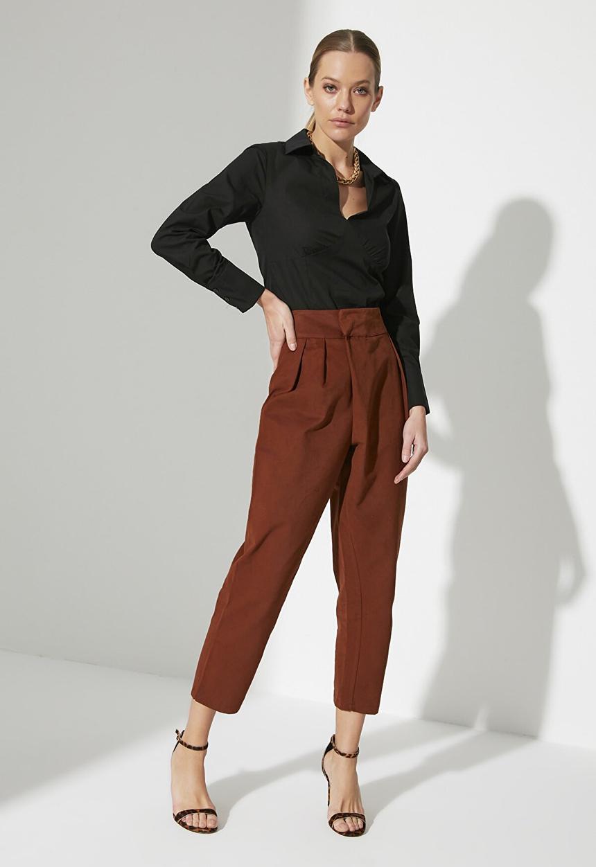 Trendyol - Shirt collar bodysuit - black