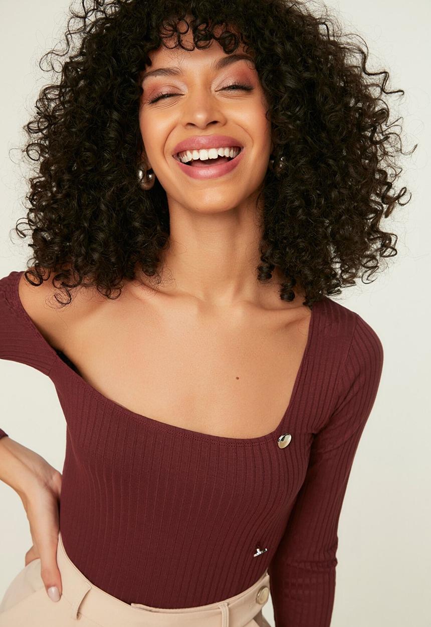 Trendyol - Knitted bodysuit - burgundy