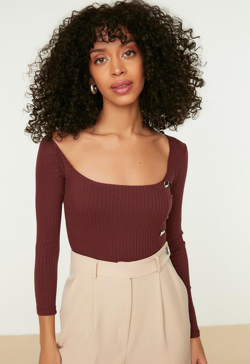 Trendyol - Knitted bodysuit - burgundy