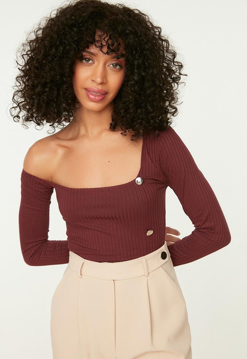 Trendyol - Knitted bodysuit - burgundy