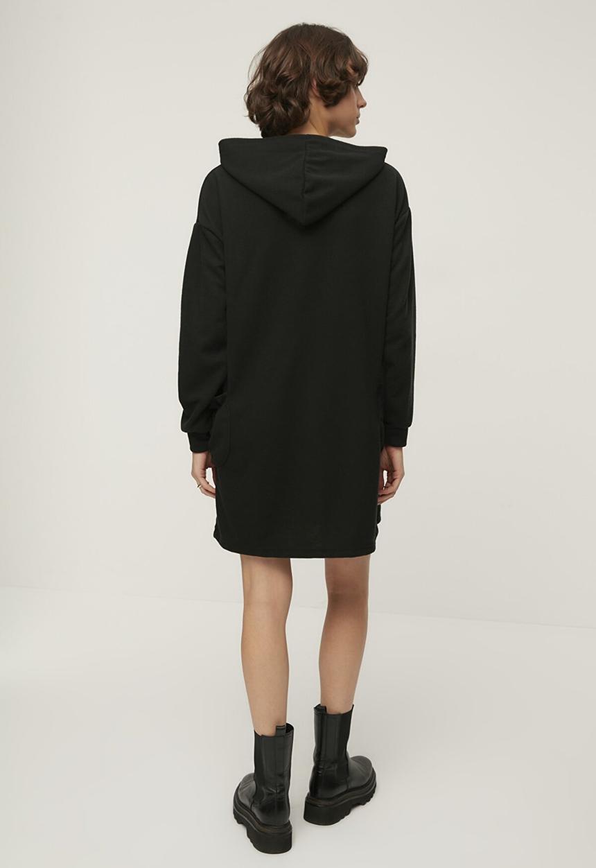 Trendyol - Hooded mini knitted dress - black